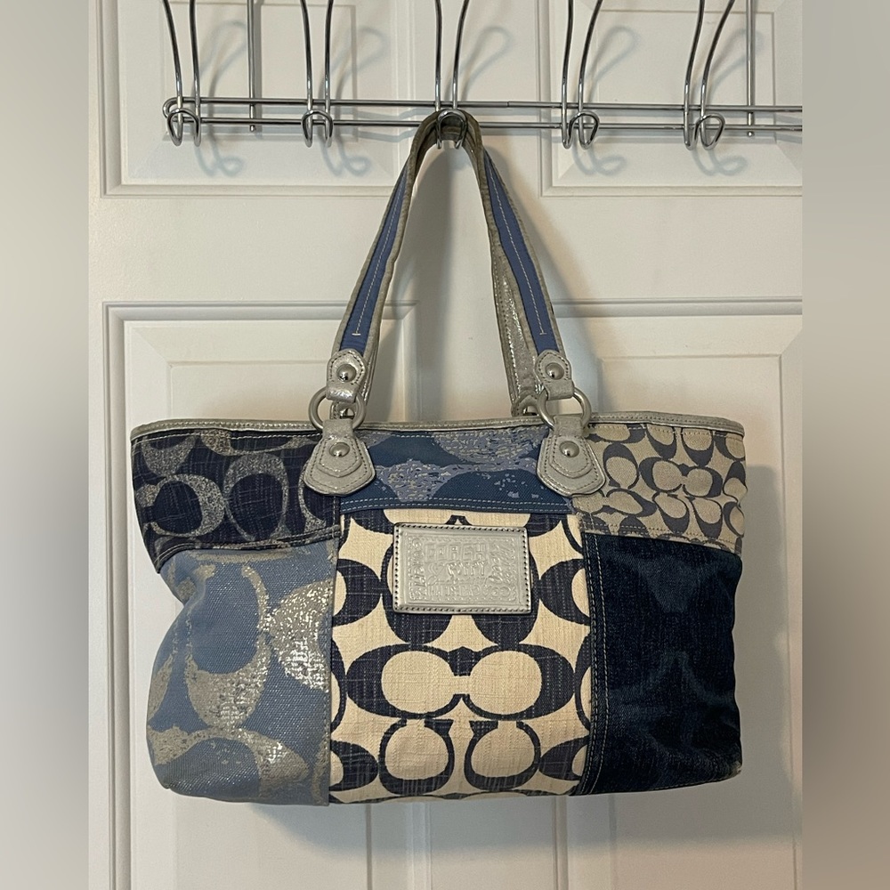 Coach Poppy Denim Patchwork Tote Gem